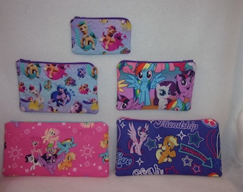 Handmade My Little Pony 3 fabric choice  Coin Purse or Pencil Case personalize it