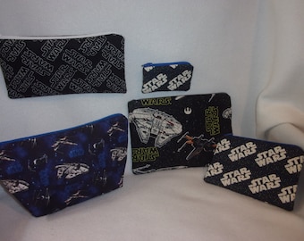 Handmade Star Wars Fabric 4 prints choice Zipper Pouch: Coin, Pencil, Makeup Bag personalize it to make it special