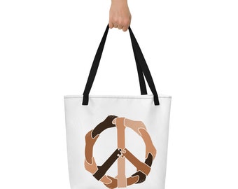 Peace Comes in All Colors Large Tote Bag