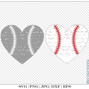 SVG: Baseball Heart - Distressed - Grunge - DXF - EPS