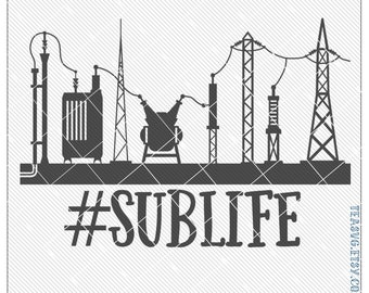 SVG: Sublife Electrical Substation - Cricut - Cuttable - Studio3 Silhouette - A.I. - DXF - E.P.S. - Electrician