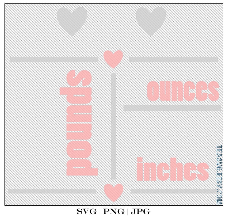SVG: Humphrey Elephant Birth Stats Hearts Template not a ...