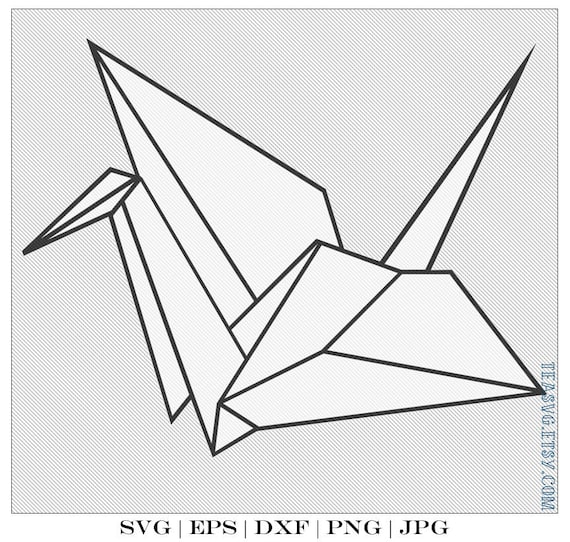 Svg Origami Kranich 2d Dxf Eps