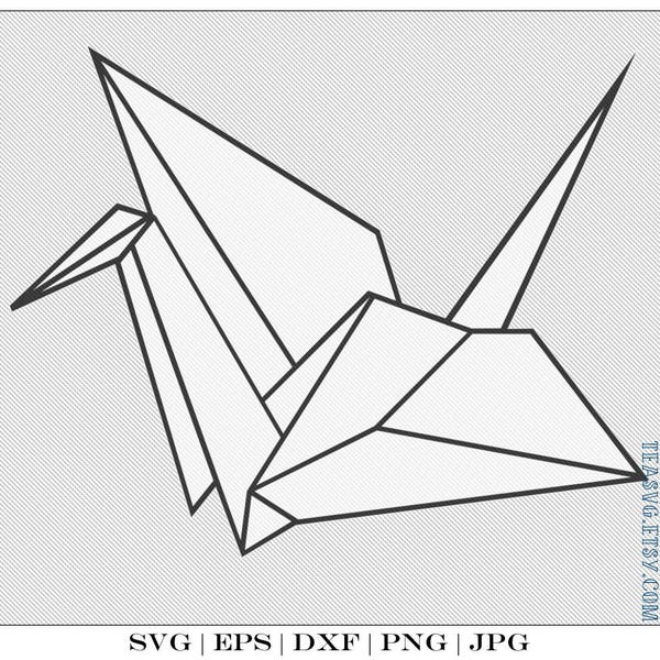 SVG: Origami Crane - 2D - DXF - EPS