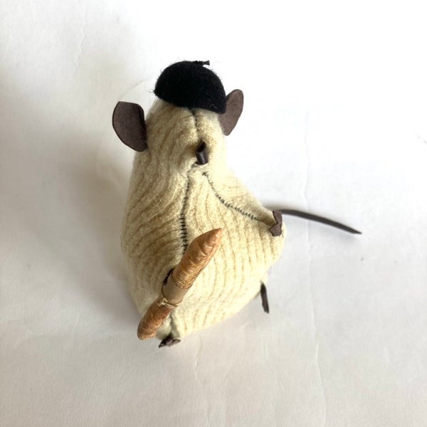 A Little French Rat in Beret with Baguette