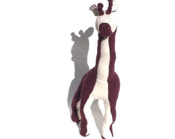 A Merino Wool and Angora Blend Giraffe with Internal Armature for Positioning