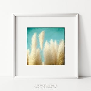 Nature Photography, Botanical Art Print or Canvas, Nature Wall Art, Beach Sea Grass Art, Pampas Grass, Square, Coastal Wall Decor Soft image 1