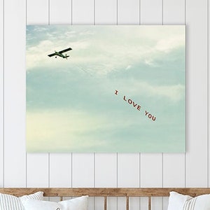 I LOVE YOU Plane, Graduation, Romantic Minimalist Art, Wedding Anniversary, Nursery Decor, Airplane, Gift for Pilot Stewardess I Love You image 3