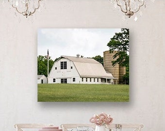 Manakin Barn • White Barn Photograph, Canvas Wrap or Print, Rustic Farm Room Decor, Abandoned, Rural, Nature, Farmhouse Art, Country Decor