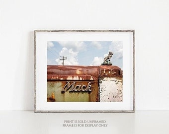 Rusty Mack • Antique Truck Photography, Vintage Classic Mack, Mid-Century Modern, Wall Art Print, Abandoned, Rustic Photo