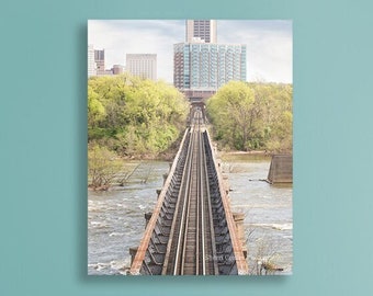 RVA Train Trestle Photograph, Print or Canvas, Rail, Railroad Bridge Photo, Nature Photography, Richmond Virginia River - Crossing the James