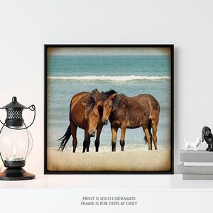 Mare & Colt Wild Horses on Beach, Coastal Décor for Home, Mustangs Photography, Print or Canvas Art, Mustangs, Ocean, Beach Cottage Decor image 1