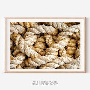Nautical Photography, Beige Ship Rope Photograph, Fishing, Sailing, Coastal, Knots, Large Wall Art, Beach House Decor - Learning the Ropes