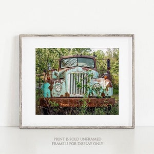 Old Trucks & Honeysuckle No 2 Antique Mack Truck Photograph, Print Canvas Wrap, Gift for Him, Classic Vehicle Photo, Rustic Farmhouse Art image 1