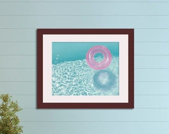 Swimming Pool Photography, Summer Print or Canvas, Water Ripples, Photo, Float, Sparkles, Teal, Pink, Beach Cottage Decor - Clear Waters