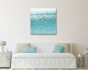 Shimmer • Ocean Waves Photography, Teal Sparkly Seascape Photo, Shimmering Waves, Abstract Coastal Nautical Print, Beach Home Wall Art Decor