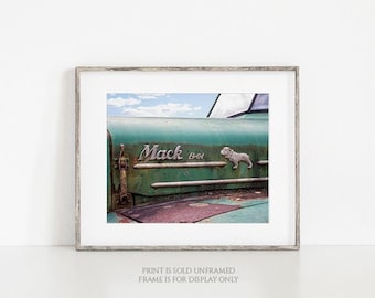 Mack B61 in Green • Vintage Mack Truck Photography, Gift for Him, Classic Semi, Rustic Print or Canvas, Farmhouse Art, Antique Vehicle Art