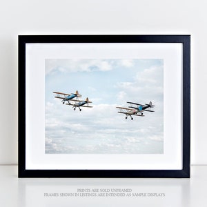 Aloft Aviation Print or Canvas, Biplane Photograph, Gift for Pilot or Veteran, Airplane, Nursery Décor, Plane Photo Wall Art, Kids Room image 2