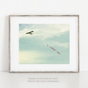 I LOVE YOU Plane, Graduation, Romantic Minimalist Art, Wedding Anniversary, Nursery Decor, Airplane, Gift for Pilot Stewardess I Love You image 2