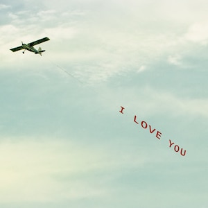 I LOVE YOU Plane, Graduation, Romantic Minimalist Art, Wedding Anniversary, Nursery Decor, Airplane, Gift for Pilot Stewardess I Love You image 1