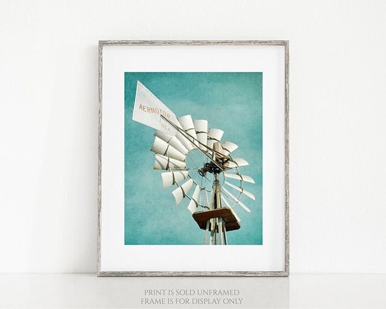 Aermotor Windmill USA Windmill Photography, Farmhouse Print, Rustic Landscape Photo, Farm Wall Art, Country Room Décor, Gift for Her image 1