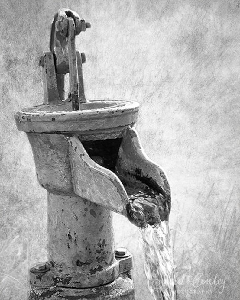 Weathered No 3 Water Pump Photograph, Print or Canvas, Bathroom Wall Art, Bathroom Decor, Retro, Vintage, Rustic, Rusty, Teal Bath Art image 4