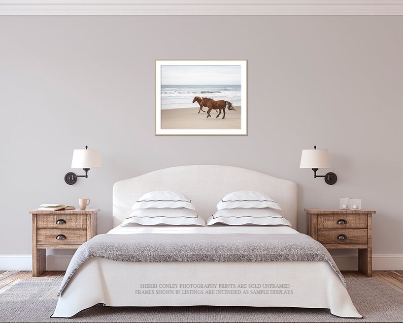 Horse Photo, Wild Horse Art, Print or Canvas, Large Wall Decor, Rustic Art, Animal Photograph, Spanish Mustangs, Beach Ocean Running Wild image 5