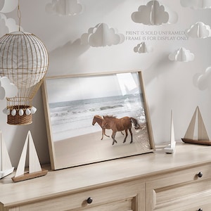 Horse Photo, Wild Horse Art, Print or Canvas, Large Wall Decor, Rustic Art, Animal Photograph, Spanish Mustangs, Beach Ocean Running Wild image 4