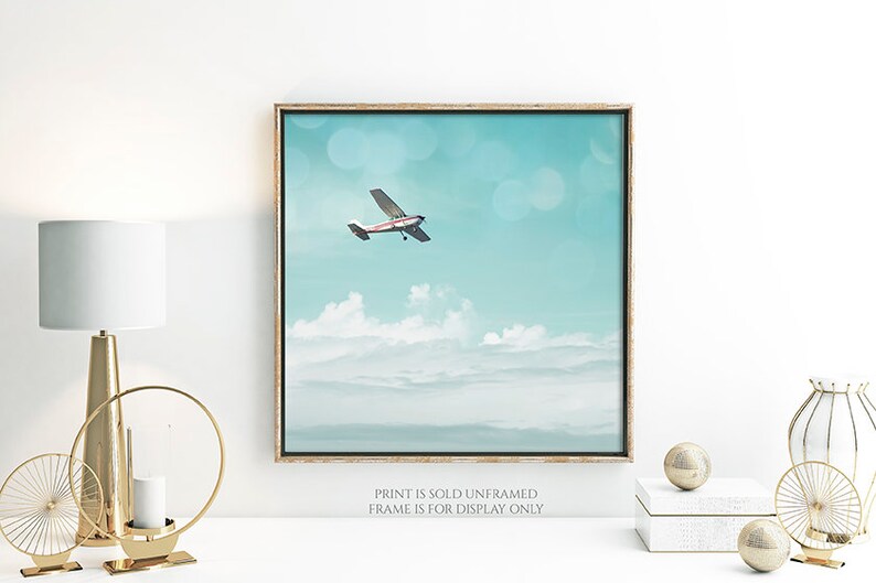 Airplane Photograph, Aviation Print, Gift for Pilot, Plane Photo, Graduation Wall Art, Nursery Decor, Kids Room, Flight, Soar Dream Big image 5