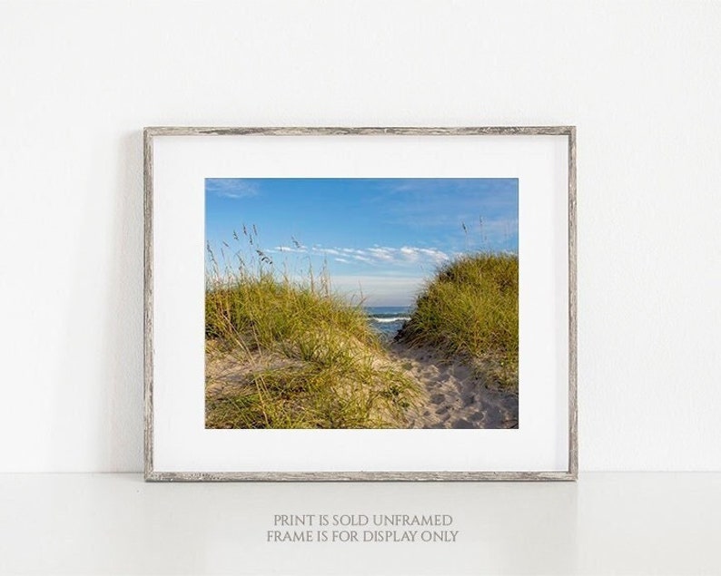 Afternoon in Avon Walkway to the Ocean Photograph, Path to the Beach Print, Ocean Waves, Coastal Art, Dunes, Sea Grass, OBX Nautical Photo image 1