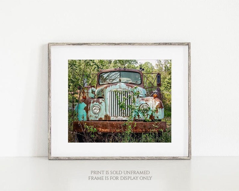 Old Trucks & Honeysuckle No 2 Antique Mack Truck Photograph, Print Canvas Wrap, Gift for Him, Classic Vehicle Photo, Rustic Farmhouse Art image 1