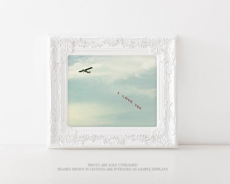 I LOVE YOU Plane Print, Gift of Love for Pilot Stewardess Traveler, Airplane Décor, Minimalism Art, Aviation Travel Photo, Large Wall Art image 5