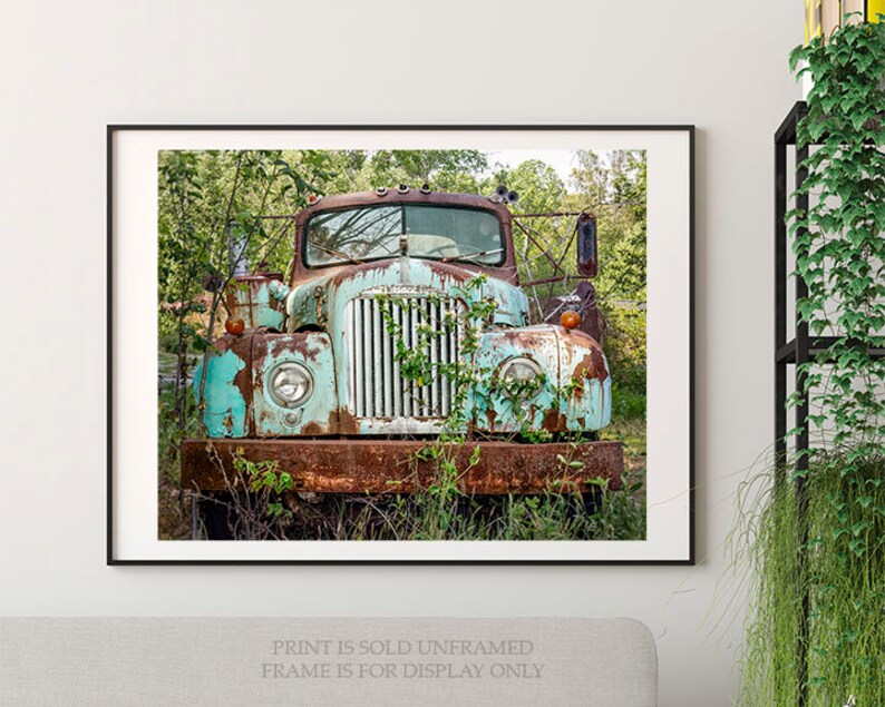 Old Trucks & Honeysuckle No 2 Antique Mack Truck Photograph, Print Canvas Wrap, Gift for Him, Classic Vehicle Photo, Rustic Farmhouse Art image 5