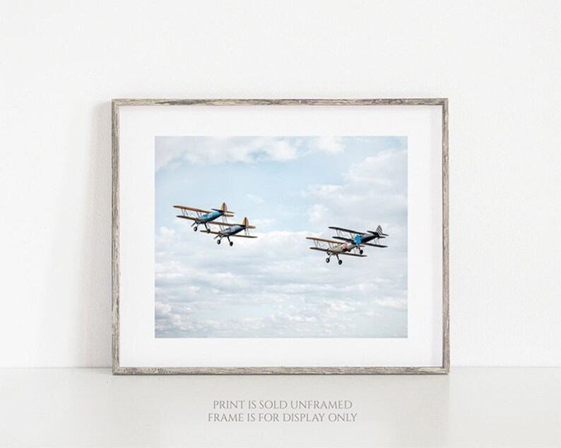 Aloft Aviation Print or Canvas, Biplane Photograph, Gift for Pilot or Veteran, Airplane, Nursery Décor, Plane Photo Wall Art, Kids Room image 1