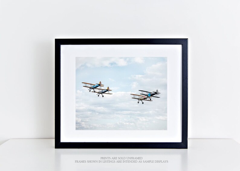 Aloft Aviation Print or Canvas, Biplane Photograph, Gift for Pilot or Veteran, Airplane, Nursery Décor, Plane Photo Wall Art, Kids Room image 2