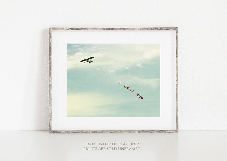 I LOVE YOU Plane Print, Gift of Love for Pilot Stewardess Traveler, Airplane Décor, Minimalism Art, Aviation Travel Photo, Large Wall Art image 3