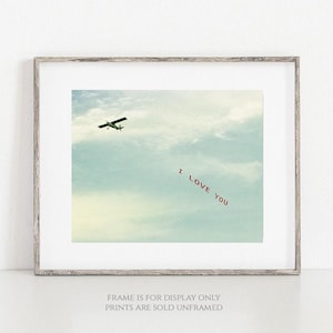 I LOVE YOU • Father&#39;s Day, Gift for Pilot, Flight Attendant, Crew, Valentines, Romantic Anniversary Wedding Present, Aviation Travel Art