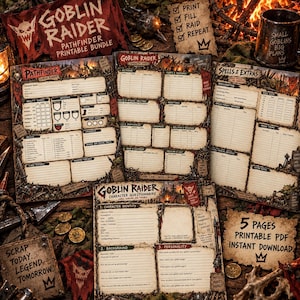 Ficha de Personagem de RPG Goblin Raider | História, Anotações e Questionário | PF2E