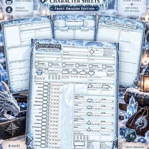 Ficha de Personagem de RPG de Fantasia Dragão de Gelo | História, Anotações e Questionário | PF2E