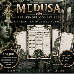Fiche de personnage pour le jeu de rôle Medusa Fantasy | Histoire, notes et questionnaire | PF2E