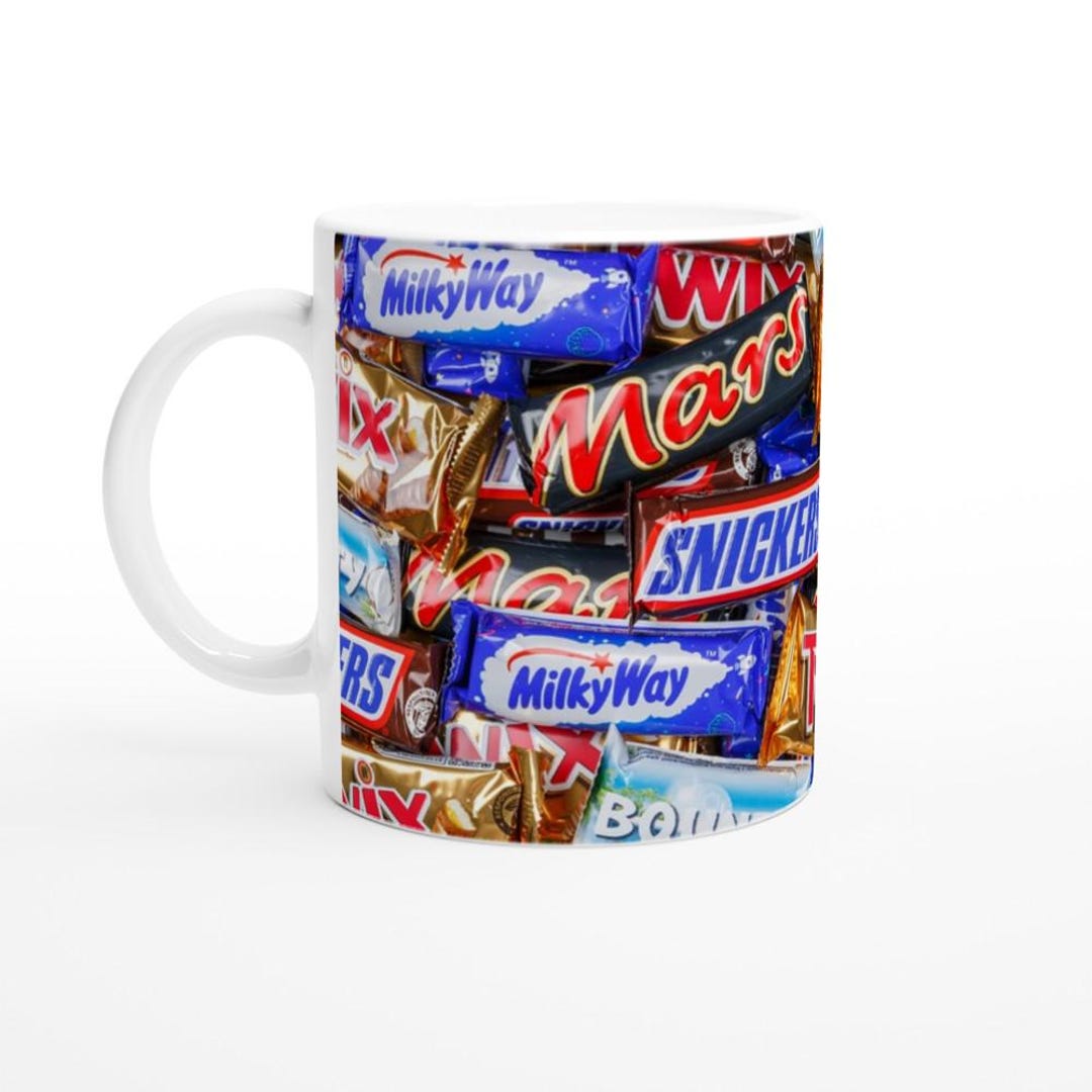 White Ceramic Mug Snickers - Etsy