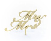 SALE Mr and Mrs wedding cake topper in white, gold, black and maple
