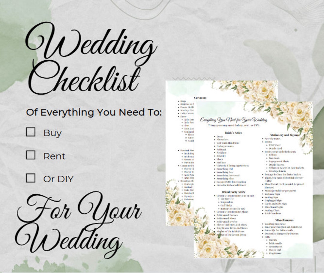 Things you need for a wedding discount
