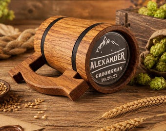 Personalized Viking Beer Mug, Custom Oak Tankard, Medieval Fantasy Beer Stein, Groomsmen Gift, Bachelor Party Mug