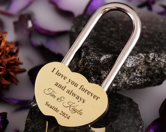 Love padlock, Personalized Engraved Padlock, Engagement Love Lock, Wedding Anniversary, Heart Shaped Lock, Engraved Heart Lock, Couple Gift