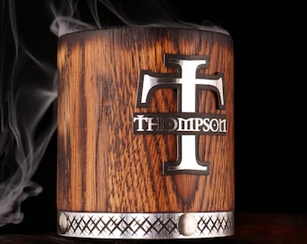 Whiskey tumbler customized, Bourbon Glass for Whiskey Lovers, Personalized Oak Tumbler for Him, Ideal Christmas Present for Whiskey Drinkers