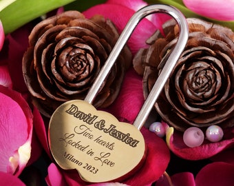 Custom Engraved Love Lock - Perfect Wedding or Anniversary Gift for Couples - Personalized Padlock - Unique Love Lock for Him and Her