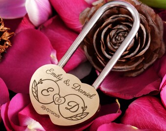 Personalized Love Lock - Engraved Wedding Padlock, Romantic Anniversary Gift, Heart Lock for Boyfriend - Perfect Couple's Keepsake