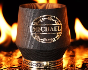 Personalized Whiskey Glass, Oak Whiskey Tumbler, Customized Bourbon Glass, Gift for Men, gift for Whiskey Lover, Wedding Party Favor Gift