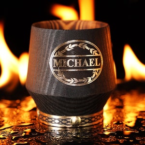 Personalized Whiskey Glass, Oak Whiskey Tumbler, Customized Bourbon Glass, Gift for Men, gift for Whiskey Lover, Wedding Party Favor Gift